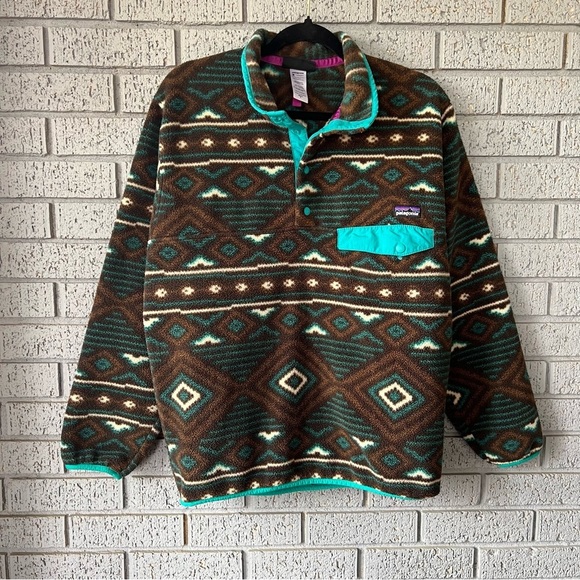 Patagonia Fleece Synchilla Snap-T Fleece Pullover Lifecycle Bear Brown Small - Picture 4 of 7